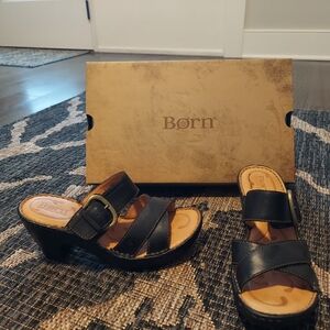 Black Leather Women's Sandals